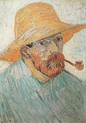 Vincent Van Gogh Self-Portrait with Pipe and Straw Hat (nn04) oil painting picture